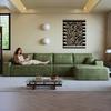 Sofá Modular de Esquina sin Brazos de 340 cm, con Chaise Longue en Forma de L, con Asiento Profundo, No Requiere Montaje, Sofás de Compresión para Sala de Estar, Verde