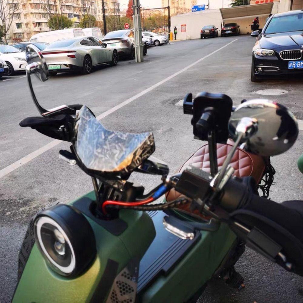 Retro Round Motorcycle Rearview Mirror Bend Rod Silver Side Mirrors Convex Motorbike Accessories Universal