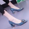 Cresfimix Women Classic Beautiful Elegant High Heel Shoes for Party Night Club Lady Fashion Black Pu Leather Slip on Shoes A12b