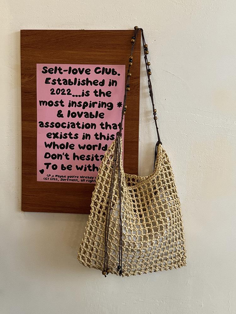 Sommerurlaub Premium Strohtasche handgewebt Pendler Tragetasche große Kapazität hohl Schulter Umhängetasche