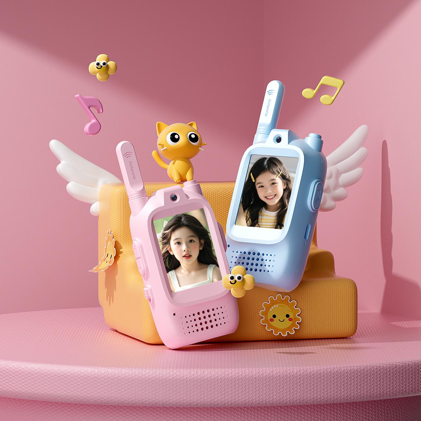

Children s Walkie-Talkie Camera for Outdoor Learning & Parent-Child Play розовый/синий