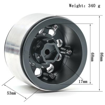 Aluminum Alloy Titanium Wheel  Beadlock Rims Hub 4pcs 2.9inch 86*53*68mm  Replacement for Axial