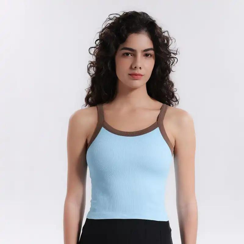 Women Contrast Trim Ribbed Cami Top And Pleated Skirt Two Piece Sport Set