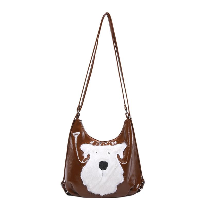 

Осенне-зимний ретро-рюкзак для женщин большой вместимости 2024 года, новая универсальная сумка-тоут с милым мультяшным щенком