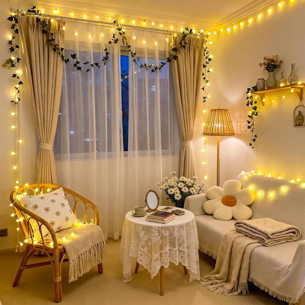 JMEXSUSS 100 LED Globe String Lights Indoor Bedroom, 33ft Classroom Lights | Connectable Warm White Christmas Lights Plug In with Remote, 8 Modes