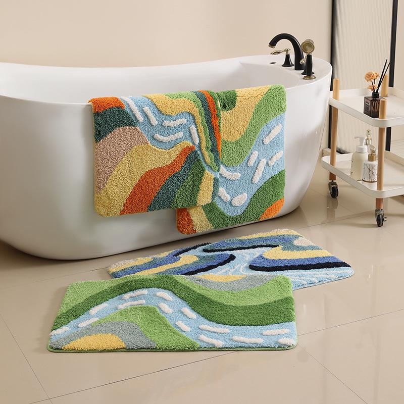 Mountain River Floor Mat Bathroom Anti Slip Absorbent Mat Water Absorbent Rug Decorative Area Mat For Home Kitchen And Bath Use
