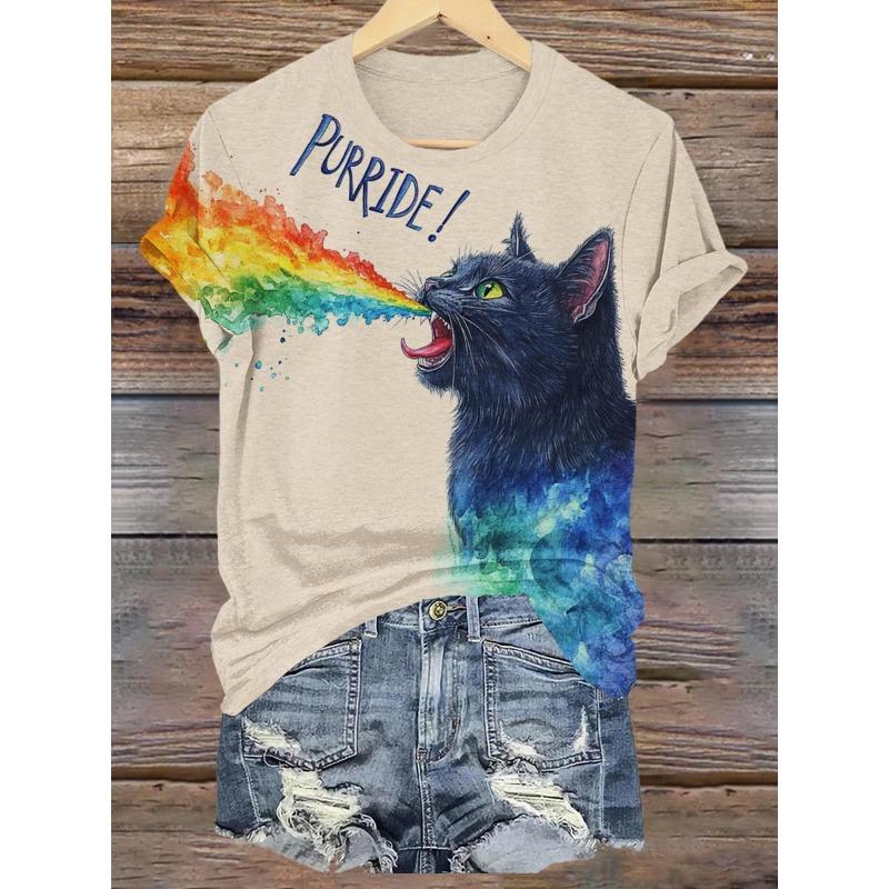 Short Sleeved Summer Thin Vest Women's T Shirt 3D Digital Animal Insect Printed Top