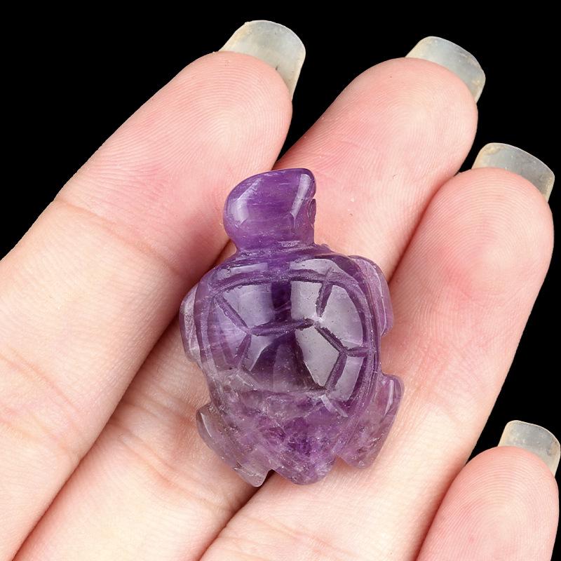 Mini Sea Turtle Ornament: Amethyst, Agate & Jade Carved Marine Landscape (1985-1in)
