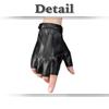 White Fang NT148 Fingerless Gloves, Simple, Solid Leather, Stylish Rock Style for Men (Black)