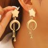 Star And Crescent Moon Earrings Women Retro Dangle Drop Earrings Long Chain Tassel Earrings for Daily Wear Dates Street Party