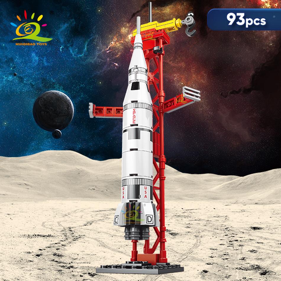 Mini Aviation Manned Rocket Model Building Blocks Space Aerospace Station Bricks City Construction Toys for Children