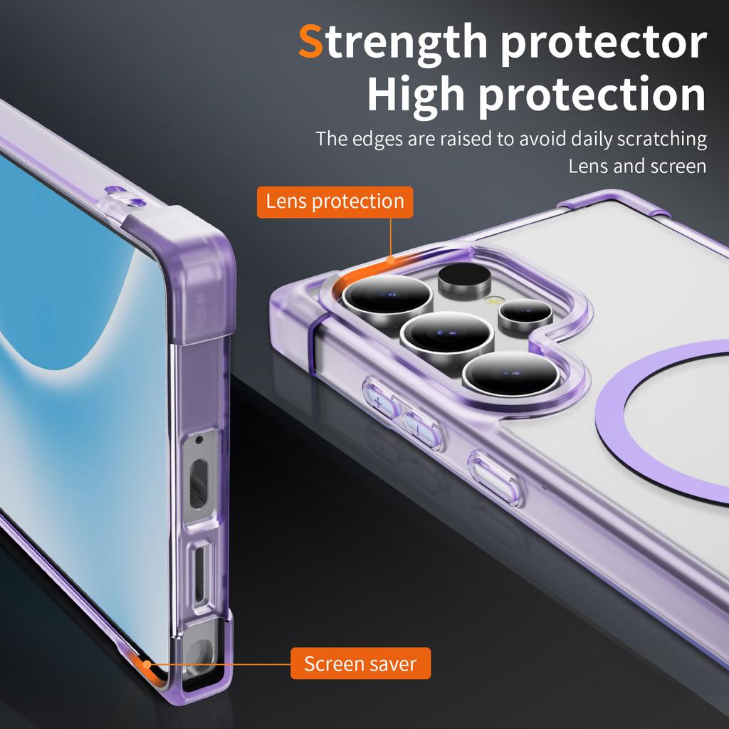 For Samsung Galaxy S25 Ultra Magnetic Case Reinforced Corners TPU + Acrylic Back Cover