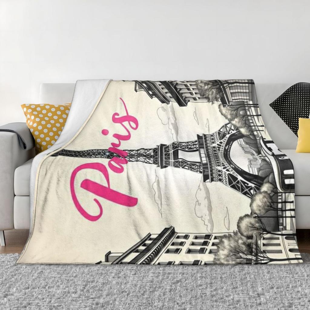 Paris Eiffel Tower Blankets Soft Warm Flannel Throw Blanket Bedding for Bed Living Room Picnic Travel Home Couch