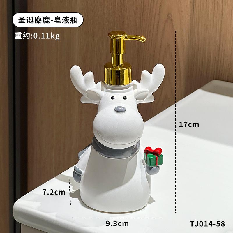 Santa Claus Lotion Bottle Resin Reindeer Snowman Soap Dispenser Container Bathroom Hand Soap and Shampoo Storage Bottle Gifts