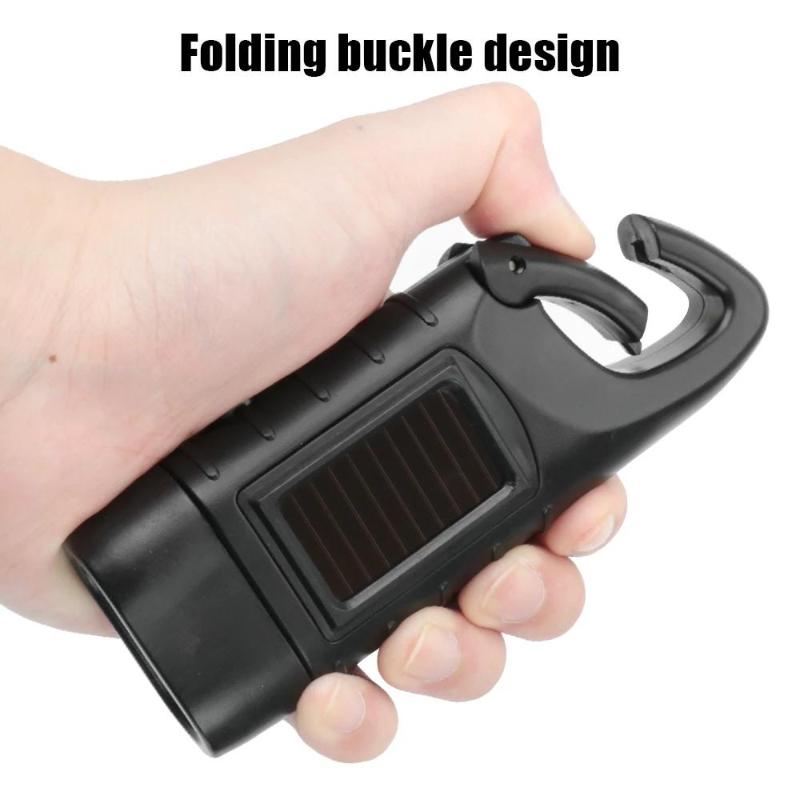 1Pc Portable LED Flashlight Hand Crank Dynamo Torch Lantern Solar Powered Flashlight for Outdoor Camping Mountaineering