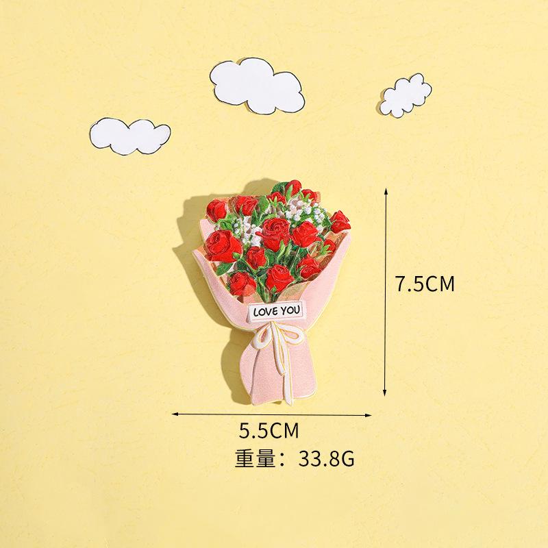 Simulation Sunflower Roses Flowers Refrigerator Stickers 3D Simple Resin Magnetic Stickers Home Kitchen Decorations