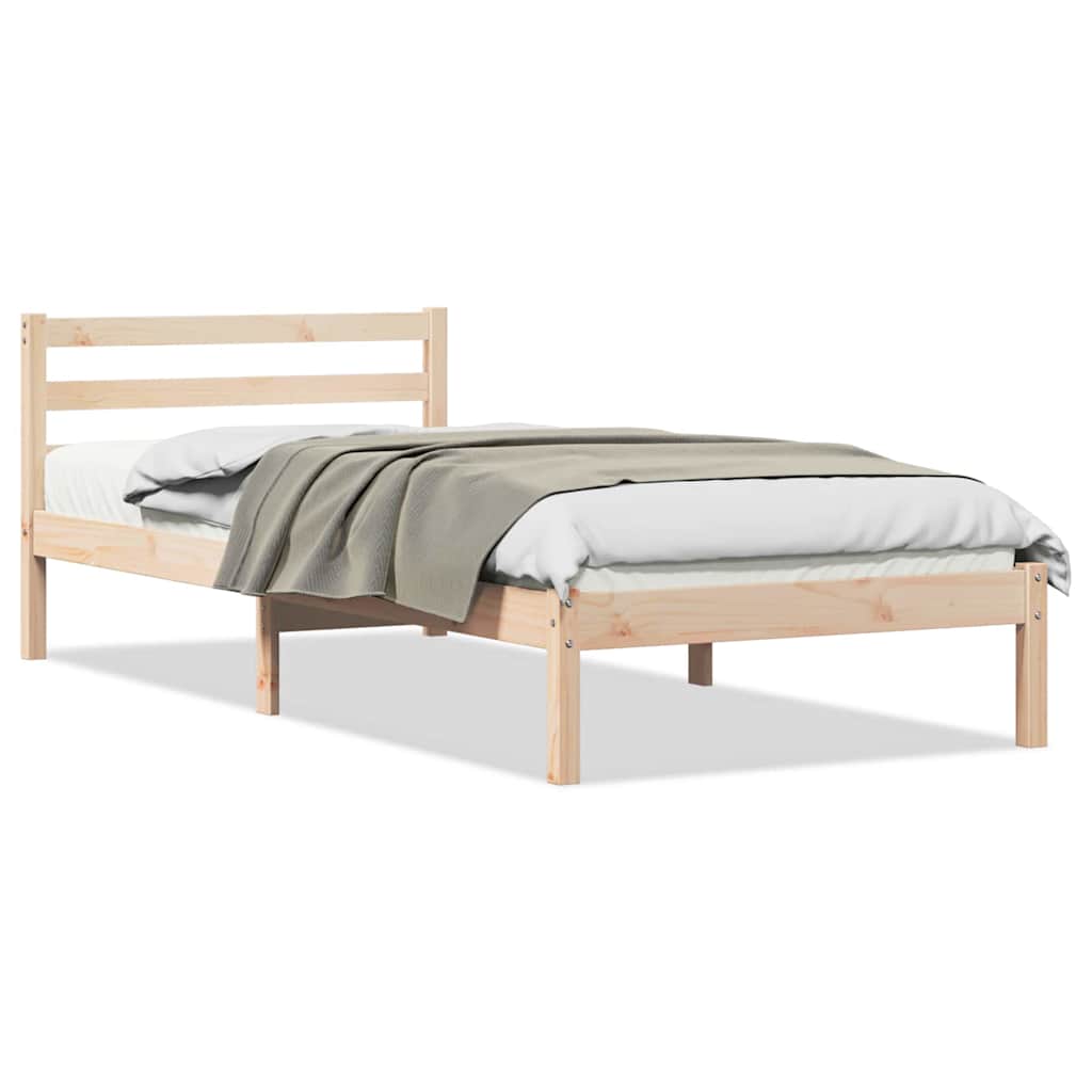 Brown Bed Frame 215.5 x 85.5 x 69.5 cm Solid Pine Wood