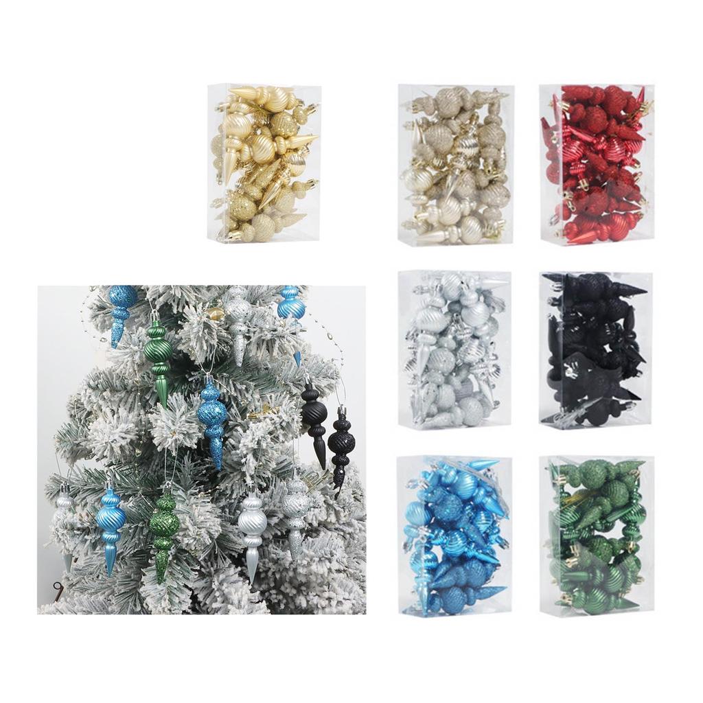 Plastic Christmas Tree Ornament Hand Painted Long Pointed Unique Shape Holiday Decoration For Window Display