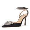 Runway Style Glitter Rhinestones Women Pumps Crystal Heart Shape Buckle Summer Lady High Heels Party Prom Shoes