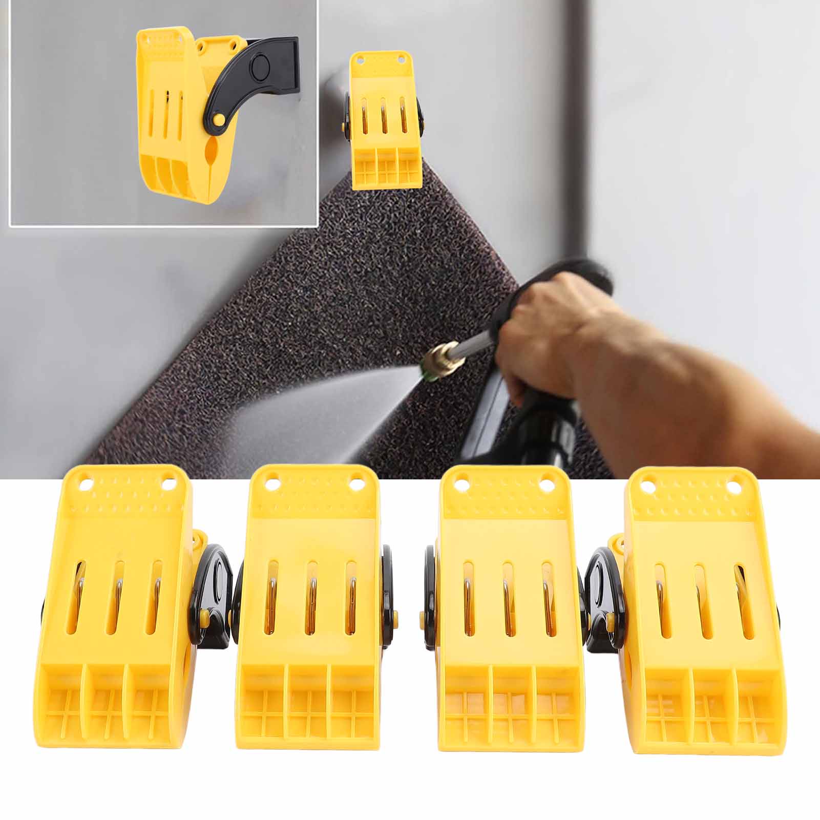 

4 комплекта зажимов для ковриков для автомойки, противоскользящие, из нержавеющей стали, устойчивые к окислению, вешалка для ковриков для автомойки для автомобиля