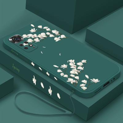 Retro Flowers Case For Xiaomi Redmi Note 11 12 Pro Plus 11pro+ 10 8 9 Pro Max 9t 10s 9s Original Silicone Cover with Lanyard