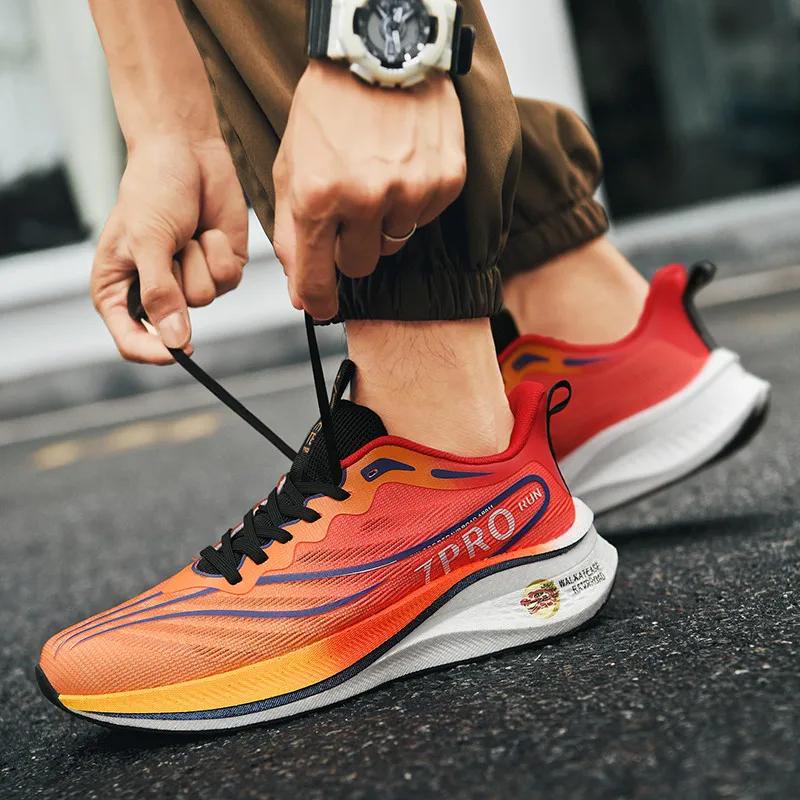 New Male Trainers Marathon Full Palm Carbon Plate Sports Running Shoes Men Breathable Lightweight Women Comfortable Sneakers