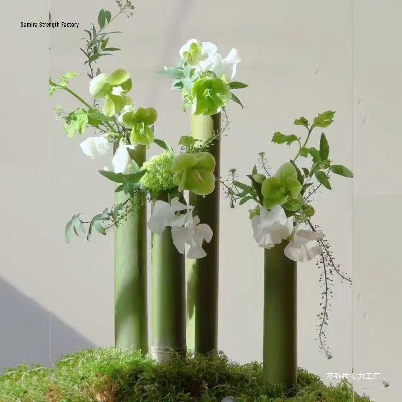 Bamboo Tube Flower Vase: Creative Floral Art and Wedding Ornament.