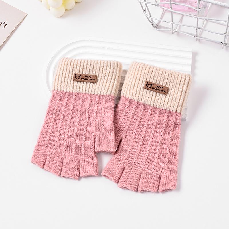 

Женские велосипедные перчатки без пальцев на бархатной подкладке в корейском стиле: Теплый, Толстый и Идеальный для Письма в Холодную Погоду One Size розовый