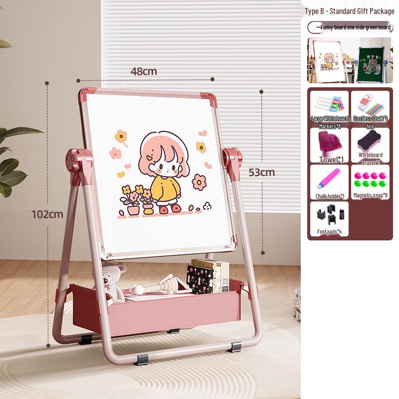 Portable Children's Magnetic Easel with Blackboard & Whiteboard for Graffiti