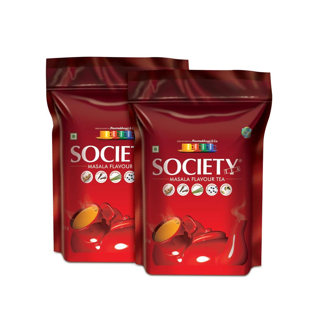Society Tea Masala Chai 250 g Pack of 2 | Classic Assam Tea with Cardamom Ginger Cloves Black Pepper Lemongrass | Refreshing All Natural Beverage