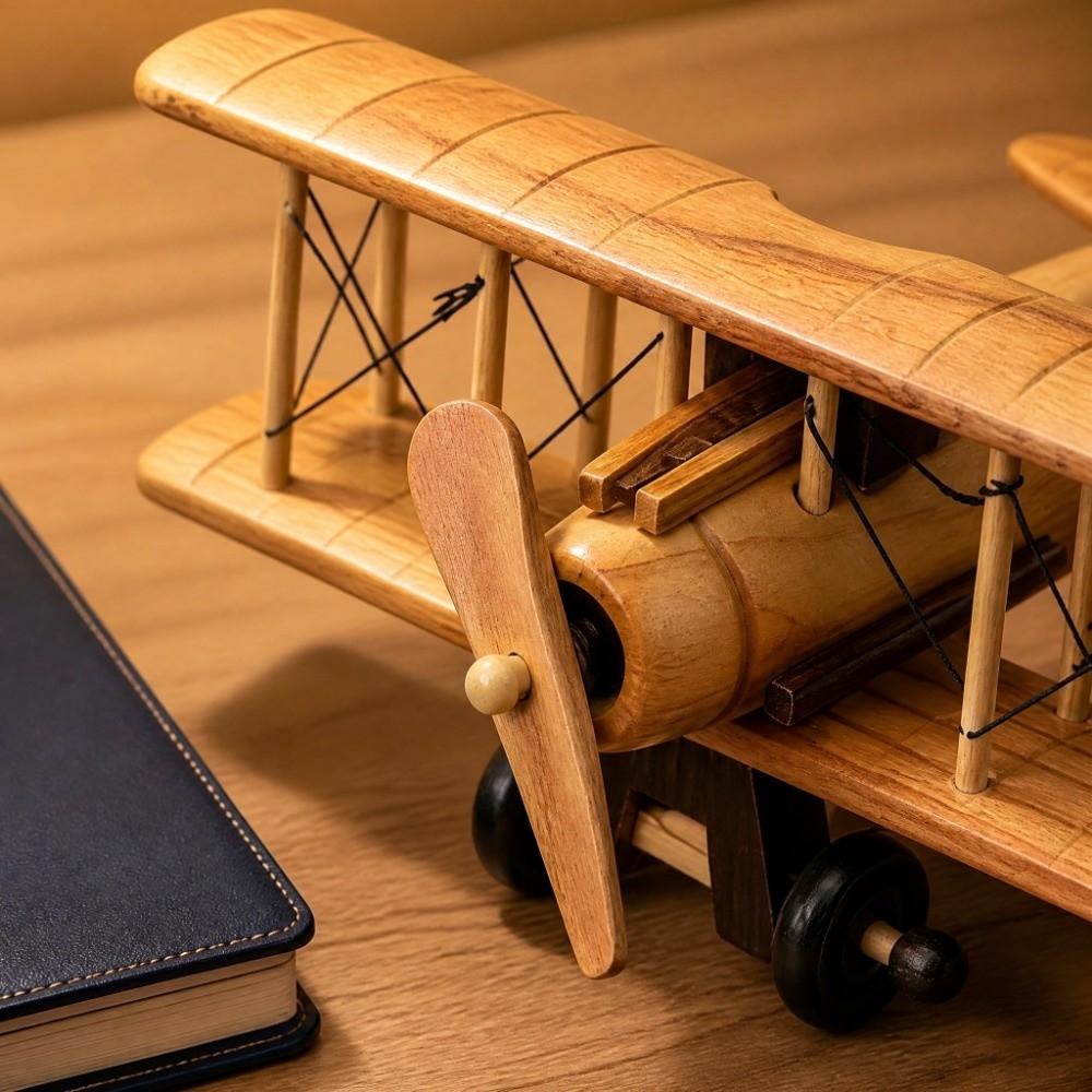 Small Size Wooden Airplane Model Wood Desk Display Model Gift for Collectors