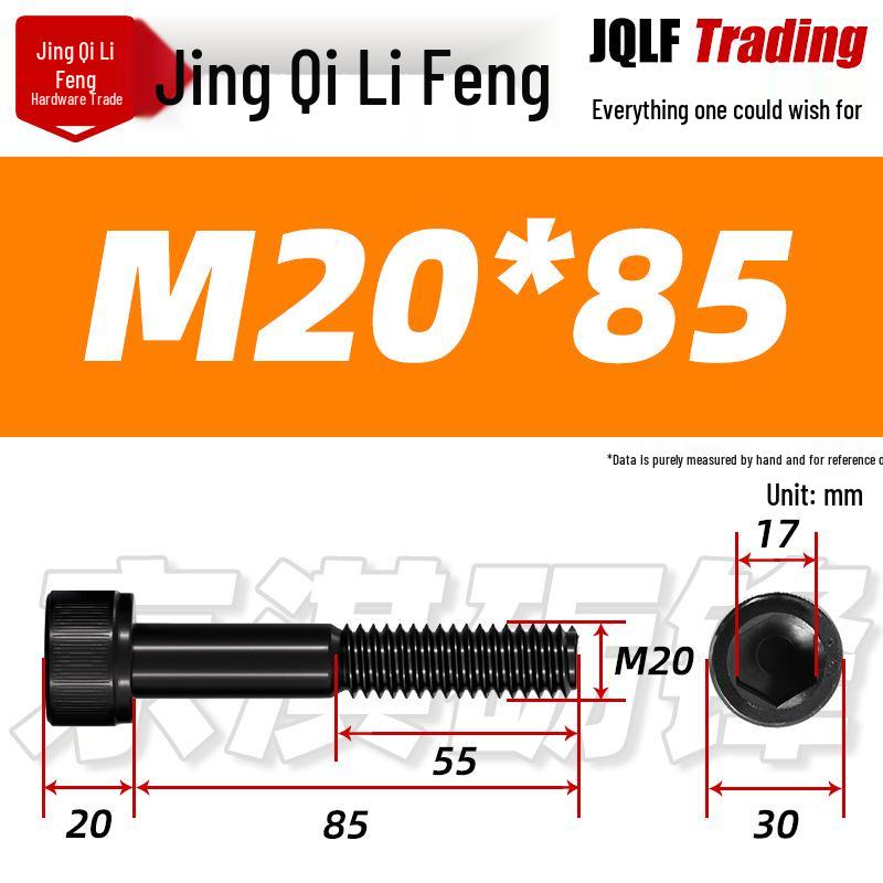 M20-M27 High Strength Blackened Hex Socket Head Cap Screw with Knurled Cylindrical Half Thread