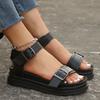 Fashion Women's Sandals 2025 New Platform Sandal Peep Toe Metal Buckle Stitch Roman Sandal Large Size Trend Casual Sport Women's Sandals
