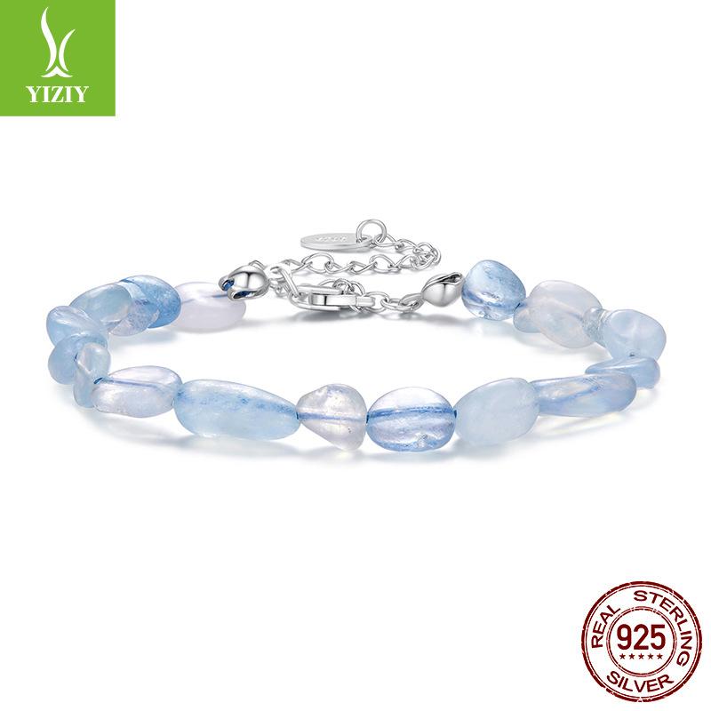 Blue Crystal Bracelet Women'S Niche S925 Sterling Silver Lucky Energy Bracelet Hand Jewelry