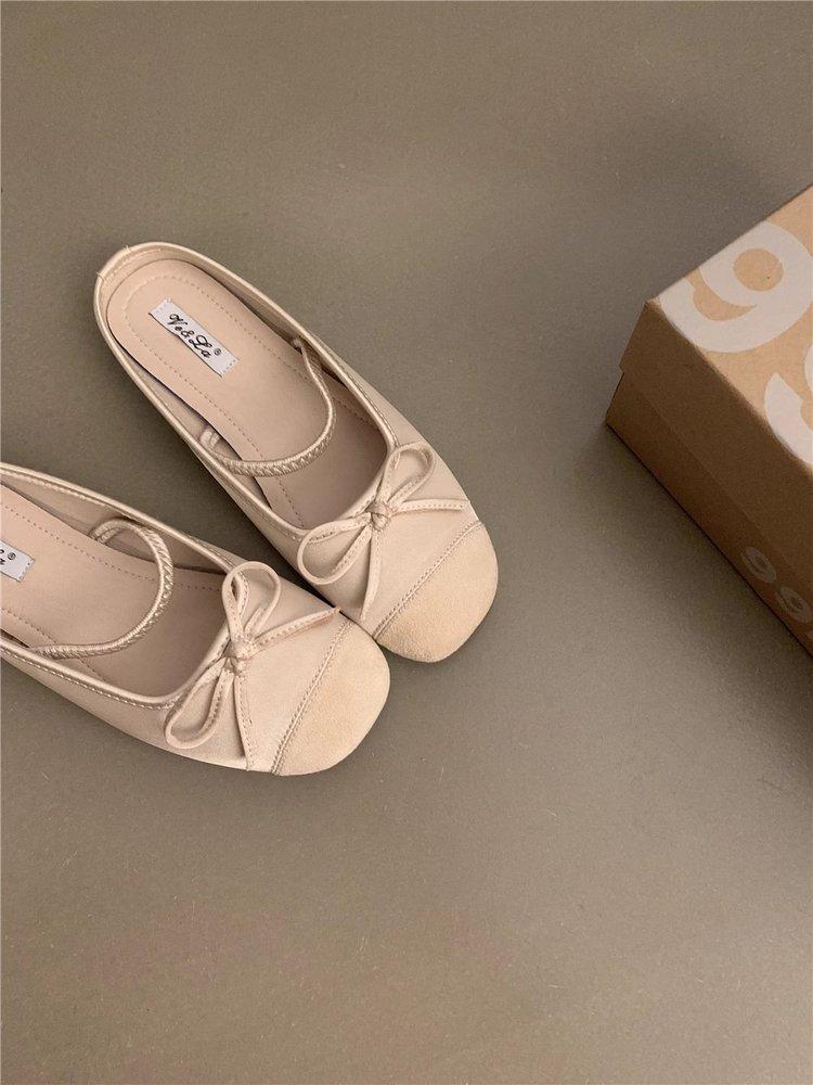 

Вечірні жіночі туфлі ніжні плоскі французькі Мері Джейн півтапочки нові китайські одинарні туфлі весна і літо м яка підошва блакитні балетки 40 абрикосовий