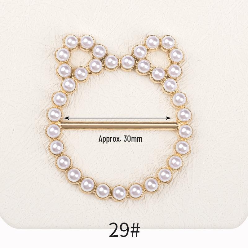 Premium Metal Buckle Summer Korean T-Shirt with Pearl Round Top Knot