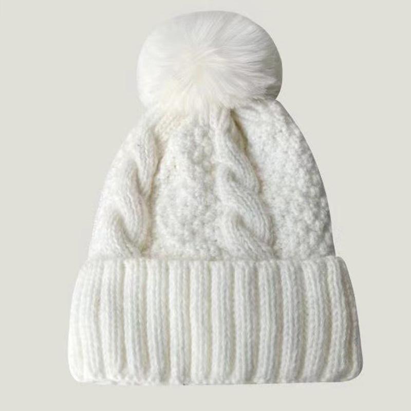 Versatile Warm Foreign Trade Style European American Knitted Hat Solid Color Knitted Hat Women with Velvet Hat New Knitted Hat