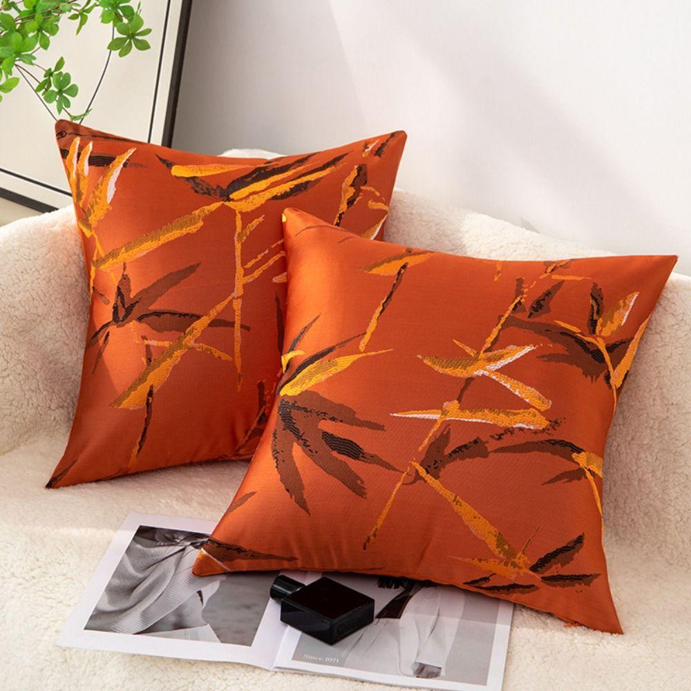 

Luxury Bamboo Leaf Pattern Pillowcase 45x45cm Sofa Pillow Shell Throw Cushion Cover Living Room