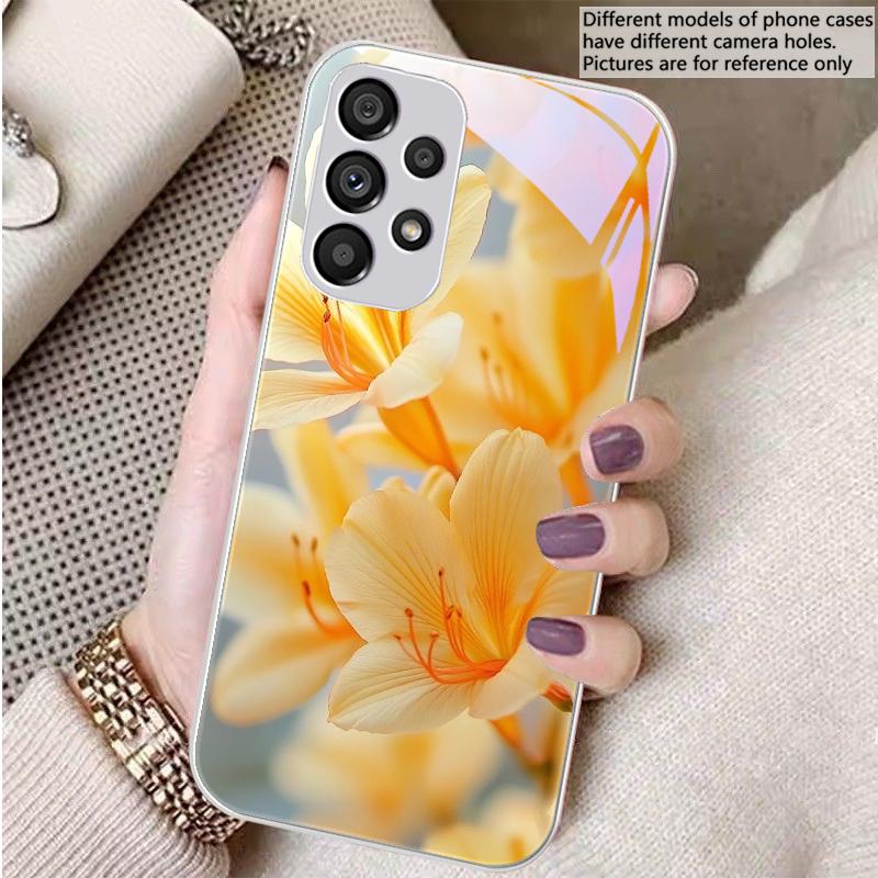 Fleur de Lys Violette Pour Samsung Galaxy S23 Ultra 24 Plus S20 21 FE S25 Ultra A70 A72 73 51 52 53 Coque de Téléphone en Verre Trempé