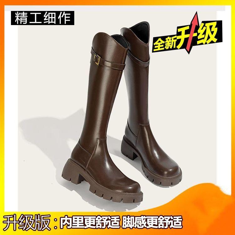 Coarse heel boots women's 2025 new autumn and winter V-mouth thin high-heeled knight boots velvet tall versatile long boots