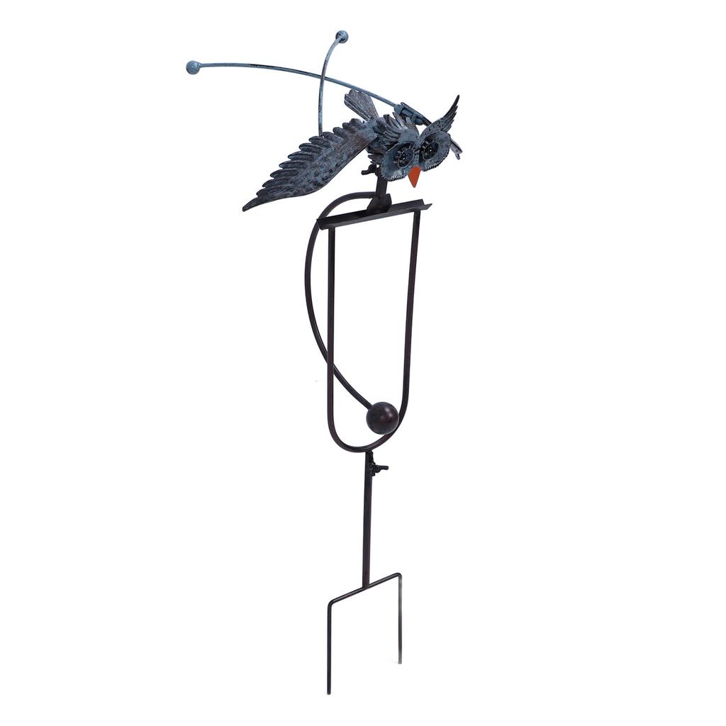 Outdoor Owl Stake Iron Simulated Handmade with Flexible Joints Owl Lawn Decor for Garden