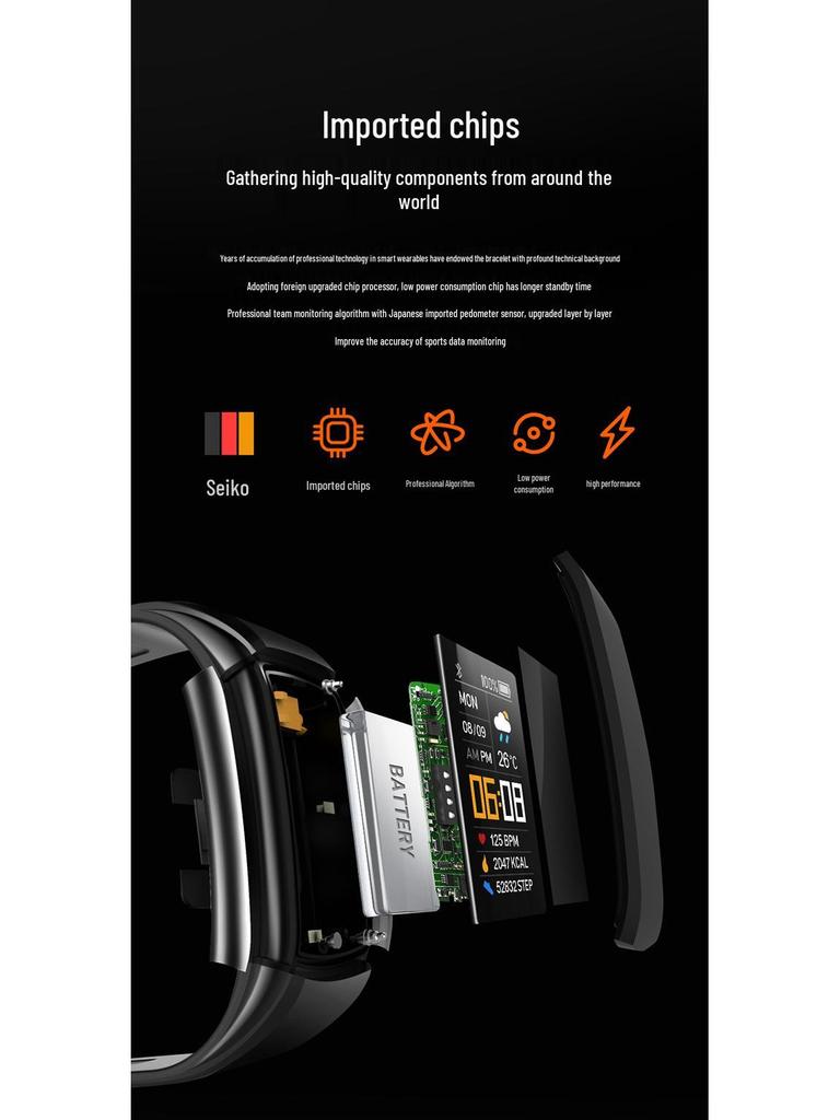 C5S Smart Bracelet: Color Screen, Heart Rate Monitor, Weather Display, Sports, Alarm Clock Smartwatch.