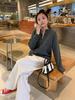 Korean Style Plus Size Loose Knit Cardigan - Women's Solid Color Round Neck Casual Spring Sweater.