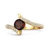 Garnet Contemporary Pave Bypass Ring - 925 Sterling Silver Gold Vermeil