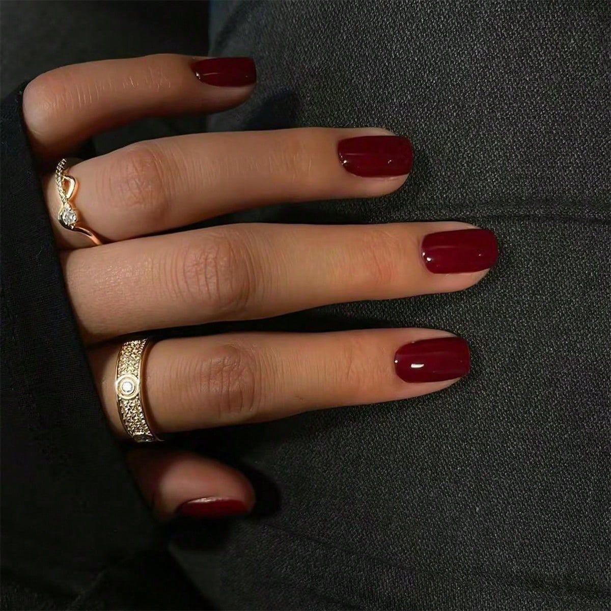 

Advanced Wearable Red Rectangle Press-on Nail Tips