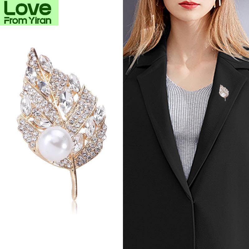 

Модный элитный роскошный жемчужный лист брошь темперамент универсальный костюм пальто корсаж аксессуары золотой
