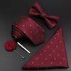 Men Tie Set Jacquard Woven Necktie Bowtie Tie Clipred For Groom Business Wedding Party