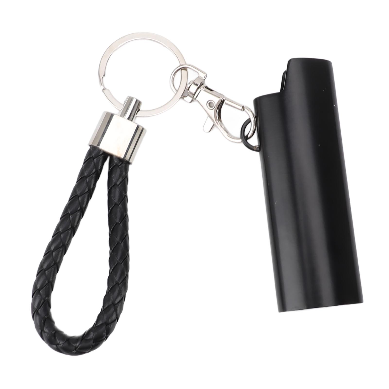Wosawe Outdoor Sports Unisex Black Lighter Holder Keychain With Spring Clip Retractable Metal Portable For Backpack Pocket