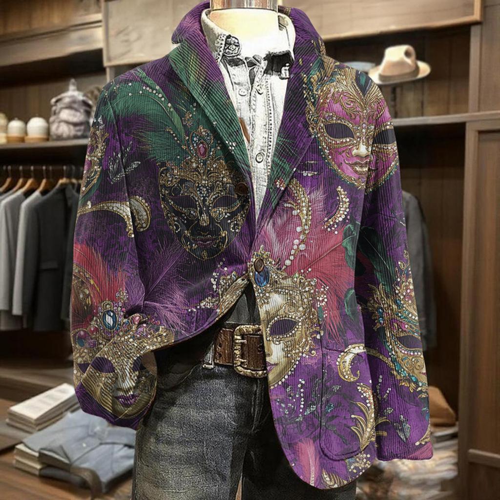 Herren Business Casual Mode Bedruckte Cordjacke