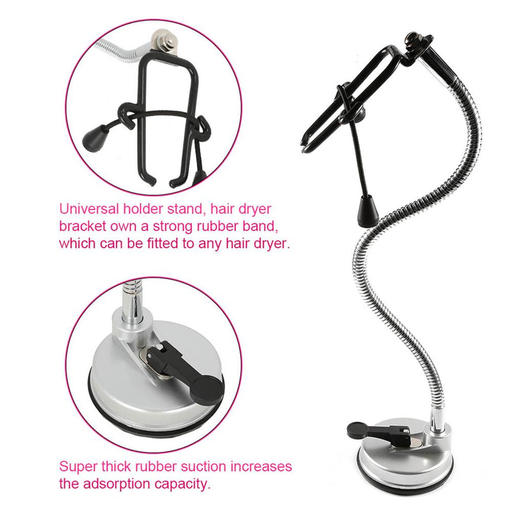 360 Degree Freely Rotation Hair Dryer Wall Holder Hands Free Hair Blower Stand Suction Cup